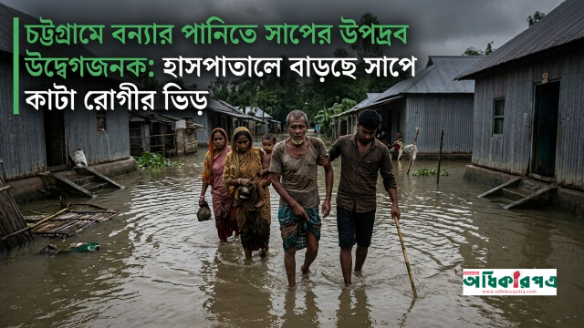 চট্টগ্রামে বন্যার পানিতে সাপের উপদ্রব উদ্বেগজনক: হাসপাতালে বাড়ছে সাপে কাটা রোগীর ভিড়